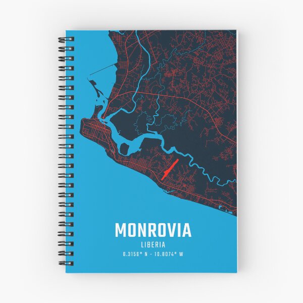 Item preview, Monrovia Red & Blue Minimalist Map designed and sold by HomeLivingCo.