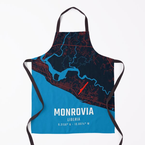 Item preview, Monrovia Red & Blue Minimalist Map designed and sold by HomeLivingCo.