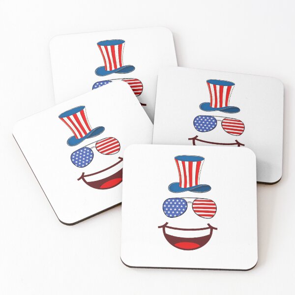 Item preview, Patriotic Smile – Funny American Face with Flag Glasses designed and sold by ookiArt.