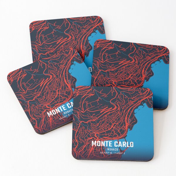 Item preview, Monte Carlo Red & Blue Minimalist Map designed and sold by HomeLivingCo.