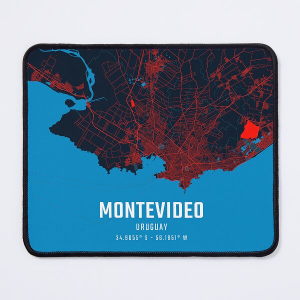 Artikelvorschau, Montevideo Rot & Blau Minimalistische Karte entworfen und verkauft von HomeLivingCo.