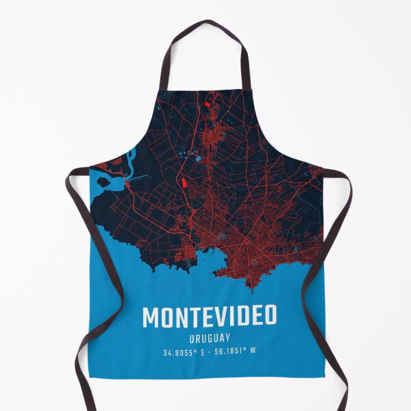 Item preview, Montevideo Red & Blue Minimalist Map designed and sold by HomeLivingCo.
