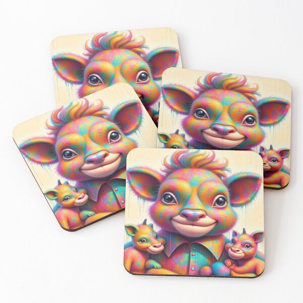 Item preview, Rainbow Calves – colorful baby animals in surreal harmony & dripping cosmic joy designed and sold by FotoworldEdel.