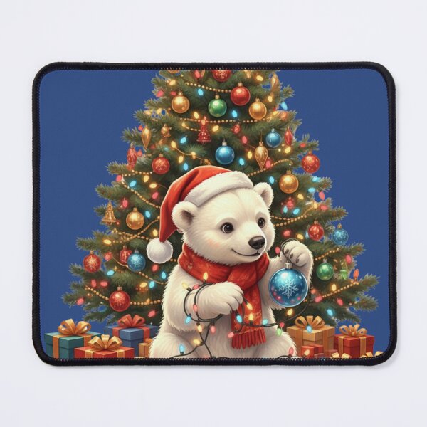 Item preview, Cute Christmas Polar Bear | Festive Cub Decorating the Tree designed and sold by E-SarnEdge.