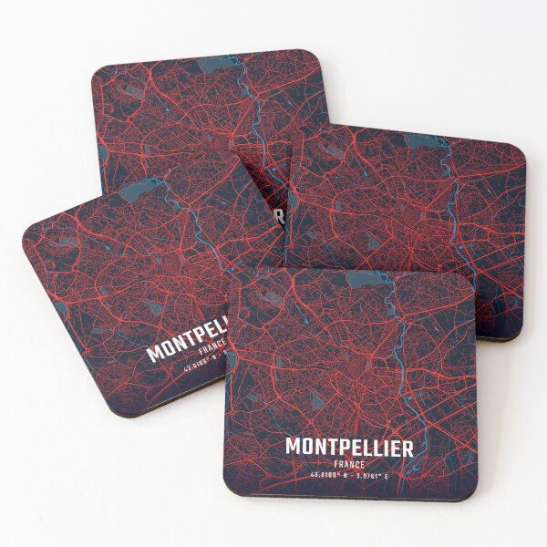 Item preview, Montpellier Red & Blue Minimalist Map designed and sold by HomeLivingCo.