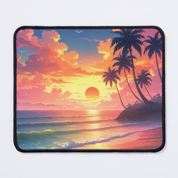 Item preview, Vibrant Tropical Beach Sunset with Palm Trees designed and sold by Neural Dream.