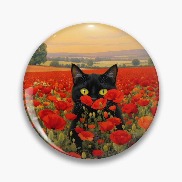 Item preview, Black Cat Hiding In A Poppy Field designed and sold by Youpattern.
