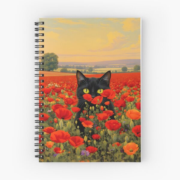 Item preview, Gato negro escondido en un campo de amapolas designed and sold by Youpattern.