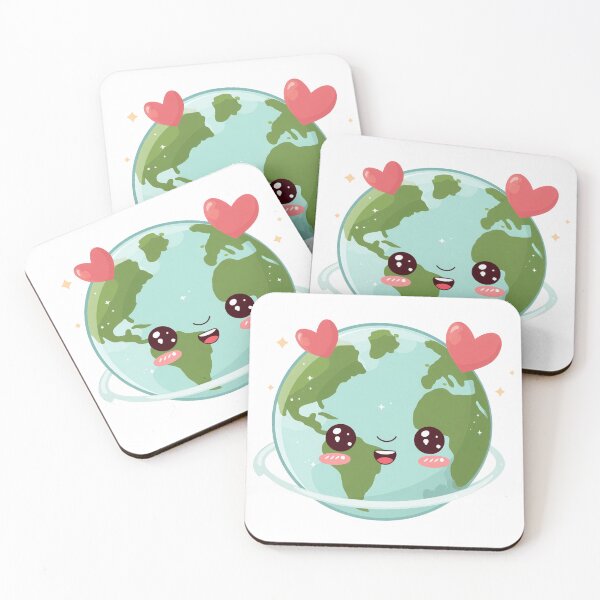 Item preview, Cute Kawaii Earth Day Love Planet Mascot Character Design with Hearts and Sparkles designed and sold by ModNoy.