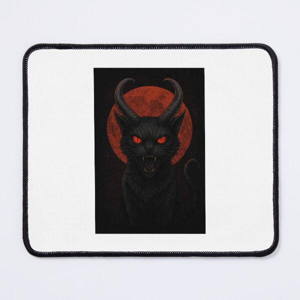 Item preview, "Demonic Cat Under the Blood Moon" – Gothic Horror Halloween Art designed and sold by BlackStarShop77.