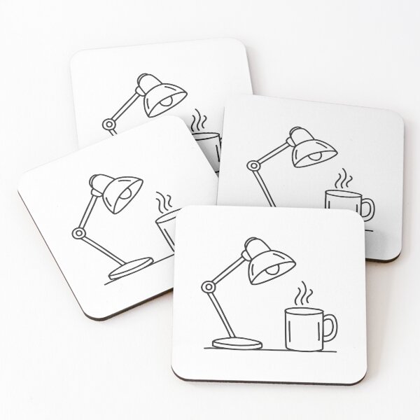 Item preview, A table lamp next to a coffee mug on a messy workspace designed and sold by rasagamastore.