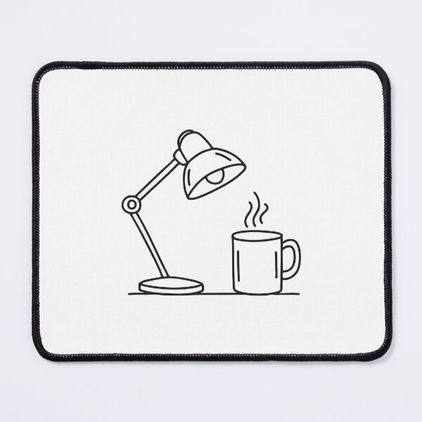 Item preview, A table lamp next to a coffee mug on a messy workspace designed and sold by rasagamastore.