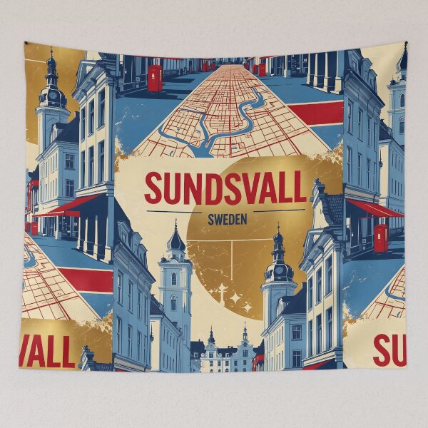 Item preview, Sundsvall Sweden 1950s Vintage Travel Tourism designed and sold by TravelersGems.