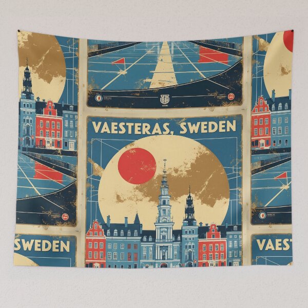 Item preview, Vaesteras Sweden 1950s Vintage Travel Tourism designed and sold by TravelersGems.