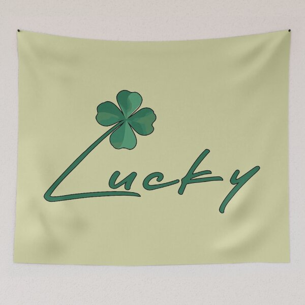 Item preview, Lucky – Blooming clover on cheerful typography designed and sold by Demiurgos-Art.