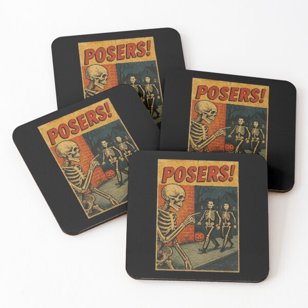 Item preview, Vintage Halloween Skeleton Poster – Funny "Posers" Retro Design designed and sold by The Devil's Bargain.