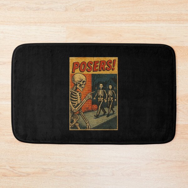 Item preview, Vintage Halloween Skeleton Poster – Funny "Posers" Retro Design designed and sold by The Devil's Bargain.
