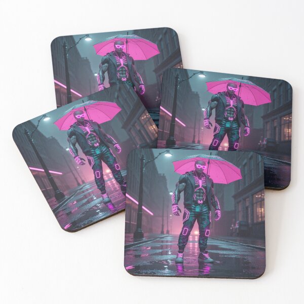 Item preview, Cyberpunk Halloween Warrior – Neon Street Power in the Rain | Futuristic Hero of the Night designed and sold by PLUSHIWORLDtm.
