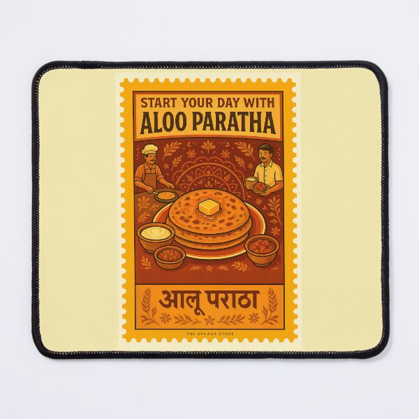 Item preview, Aloo Parantha Vintage Stamp Art Print - Indian Breakfast Food Art | Nostalgia food designed and sold by The Uphaar Store.