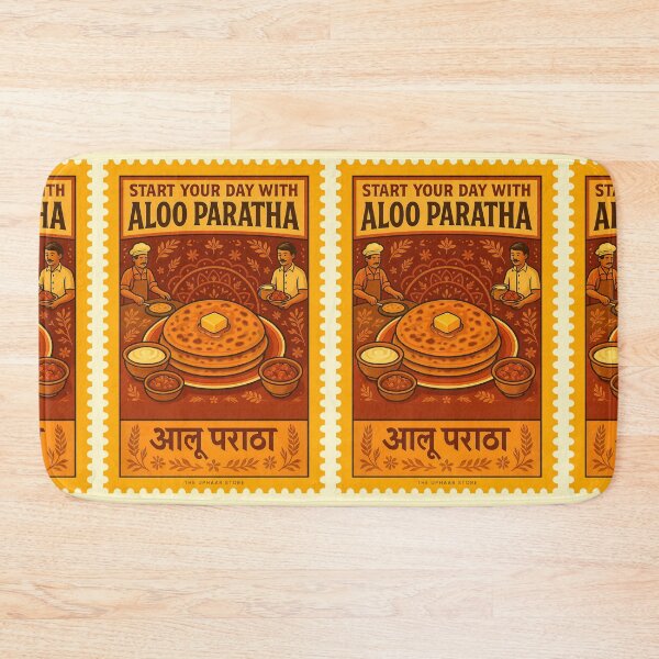 Item preview, Aloo Parantha Vintage Stamp Art Print - Indian Breakfast Food Art | Nostalgia food designed and sold by The Uphaar Store.