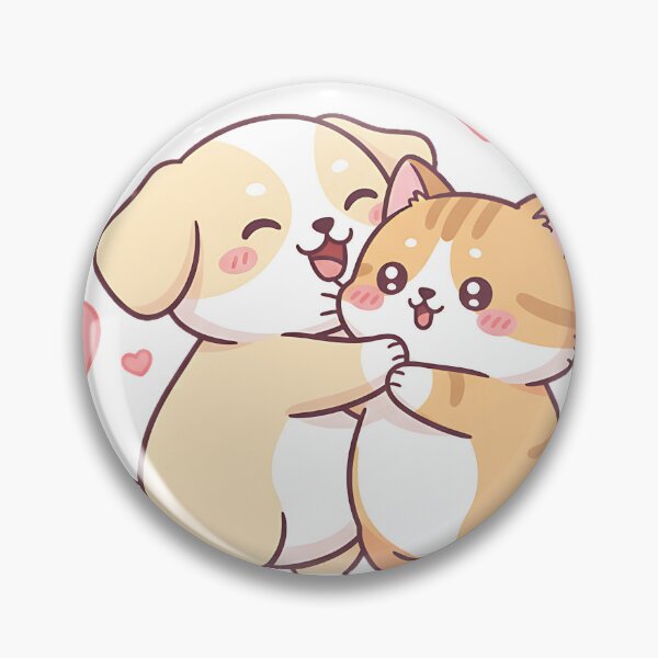 Item preview, Chibi Dog Hug Attack – Cute Fat Puppy Hugging Blushing Cat designed and sold by meesub.