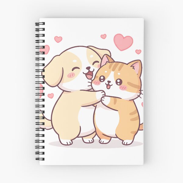 Item preview, Chibi Dog Hug Attack – Cute Fat Puppy Hugging Blushing Cat designed and sold by meesub.