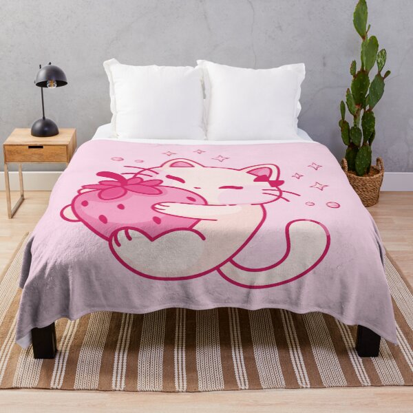 Item preview, Kawaii Strawberry Cat Hugging Berry Illustration designed and sold by chillaxcats.