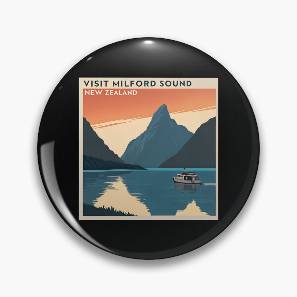 Item preview, Milford Sound New Zealand – Retro Travel Poster Design designed and sold by VividOrganica.