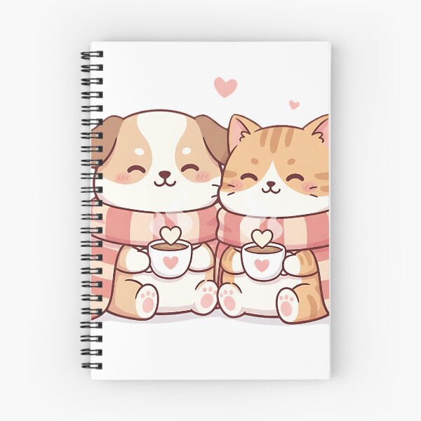 Item preview, Chibi Dog and Cat Coffee Date – Cute Fat Couple Love Morning designed and sold by meesub.