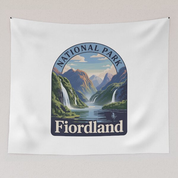 Item preview, Fiordland National Park New Zealand – Scenic Waterfall Landscape  designed and sold by VividOrganica.