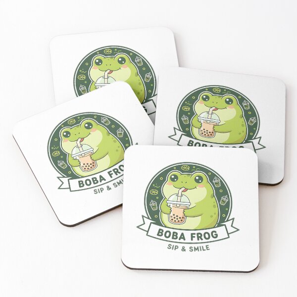 Item preview, Kawaii Chibi Frog Drinking Bubble Tea – Cute Funny Frog Art for Sticker & Shirt designed and sold by meesub.