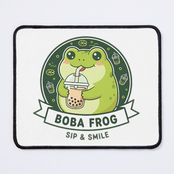 Item preview, Kawaii Chibi Frog Drinking Bubble Tea – Cute Funny Frog Art for Sticker & Shirt designed and sold by meesub.