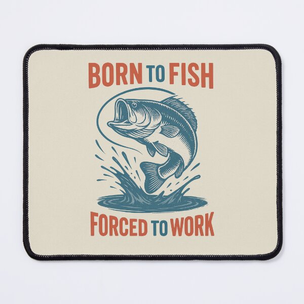 Item preview, Born to Fish – Forced to Work | Vintage angler design with jumping fish designed and sold by GabbyKI261.