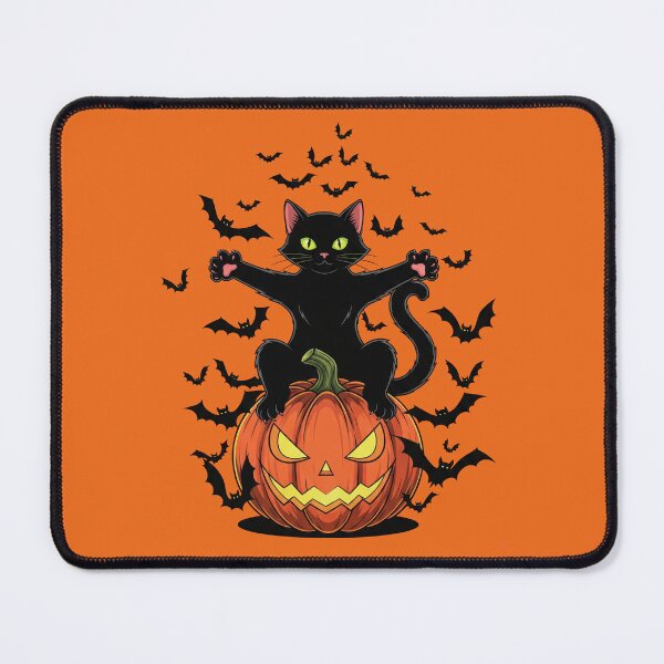 Item preview, Spooky Black Cat on Pumpkin with Bats designed and sold by RickGoulet.