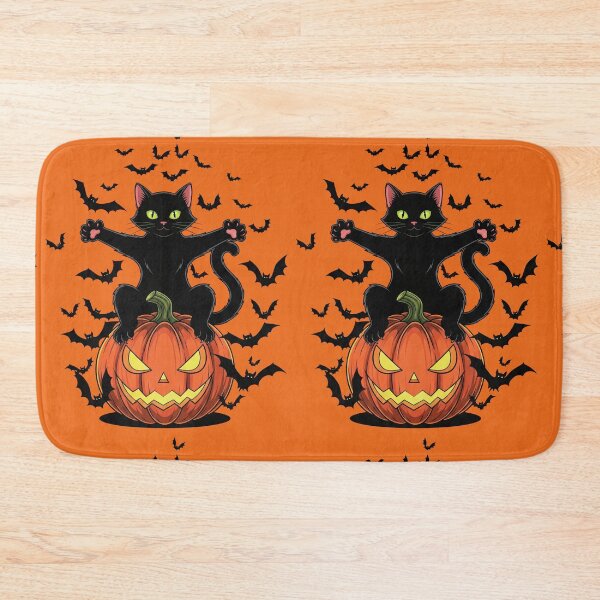 Item preview, Spooky Black Cat on Pumpkin with Bats designed and sold by RickGoulet.