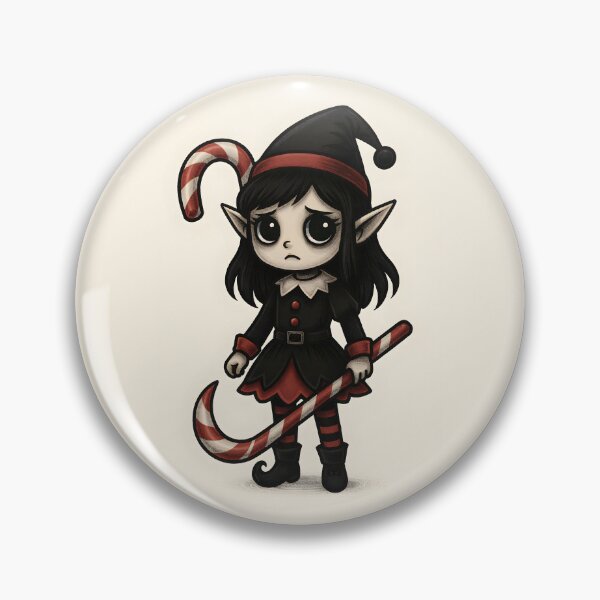 Item preview, Goth Elf with Candy Cane – Creepy Cute Christmas designed and sold by Weasel Graphix.