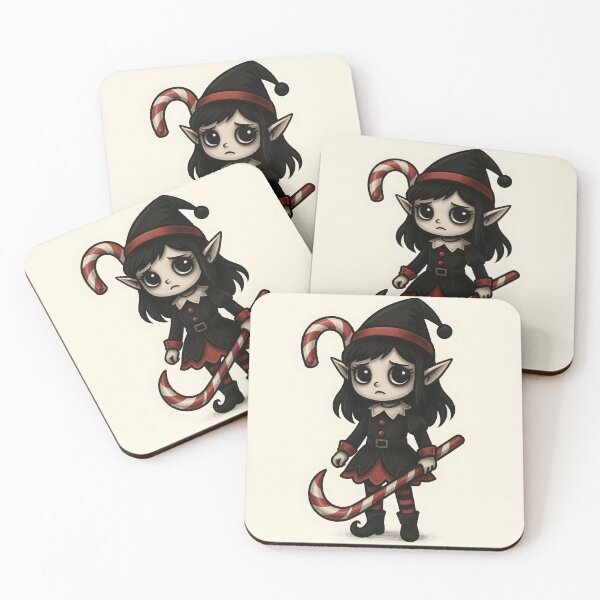Item preview, Goth Elf with Candy Cane – Creepy Cute Christmas designed and sold by Weasel Graphix.
