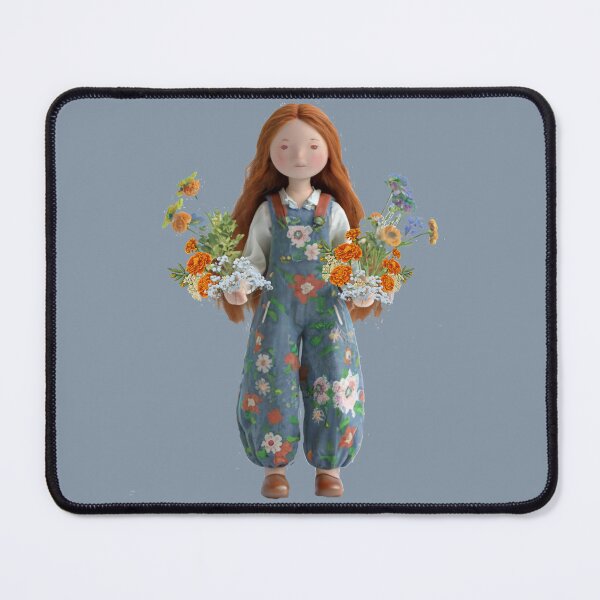 Item preview, A beautiful red-haired doll with a bouquet of flowers designed and sold by DZIERANA.