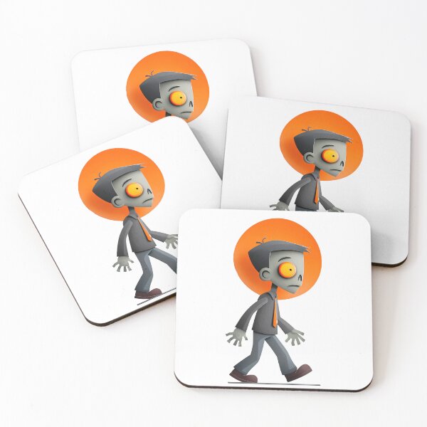 Aperçu de l'œuvre Homme d'affaires zombie de dessin animé – Illustration du personnage aux yeux orange créée et vendue par DesignArtist.ia.