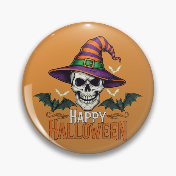 Item preview, Witch Hat Skull with Bats – Halloween Vibes designed and sold by RickGoulet.