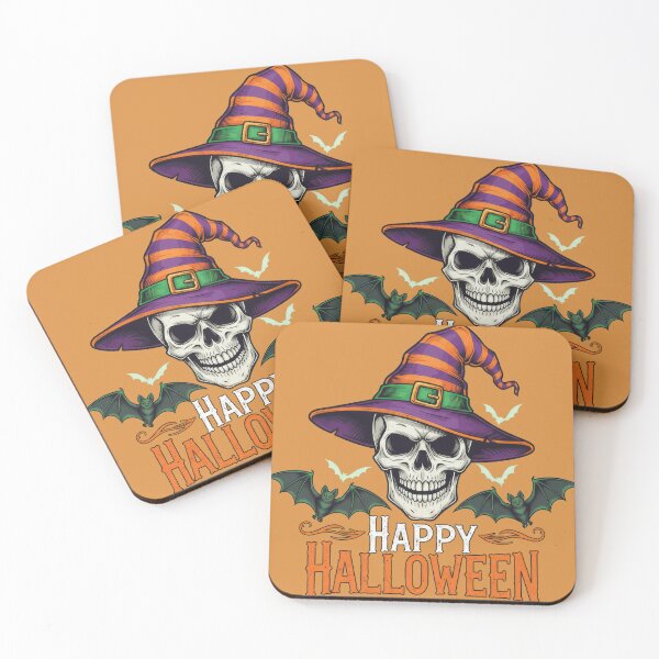 Item preview, Witch Hat Skull with Bats – Halloween Vibes designed and sold by RickGoulet.