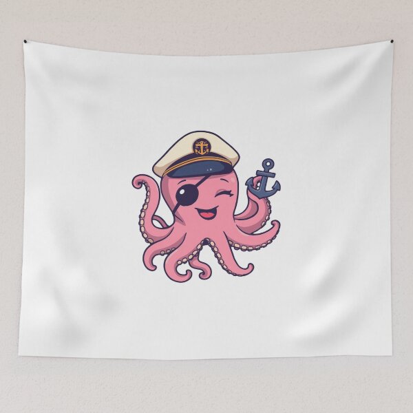 Item preview, Pirate Octopus Captain – Kawaii Ocean Adventure Vector Illustration designed and sold by Vectorfever.