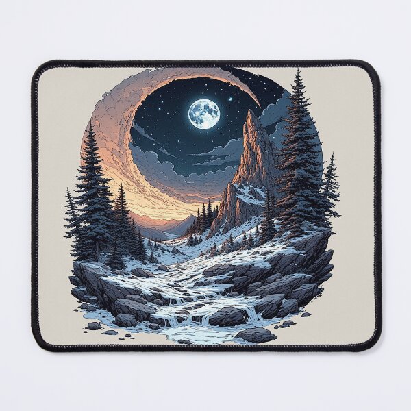 Item preview, Snowy Mountain Night Landscape designed and sold by alizye.
