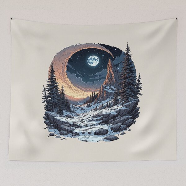 Item preview, Snowy Mountain Night Landscape  designed and sold by alizye.