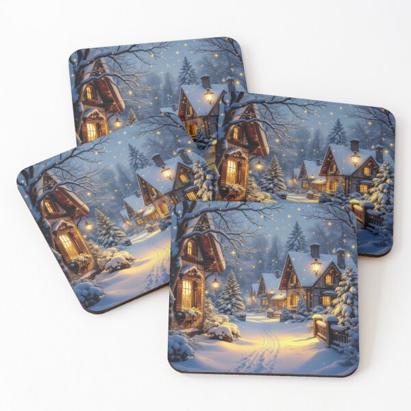 Item preview, Winter Village Glow – snowy serenity, starlit skies & cozy lights in festive harmony designed and sold by FotoworldEdel.