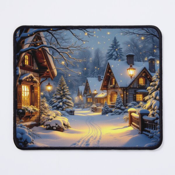 Item preview, Winter Village Glow – snowy serenity, starlit skies & cozy lights in festive harmony designed and sold by FotoworldEdel.