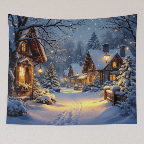 Item preview, Winter Village Glow – snowy serenity, starlit skies & cozy lights in festive harmony designed and sold by FotoworldEdel.