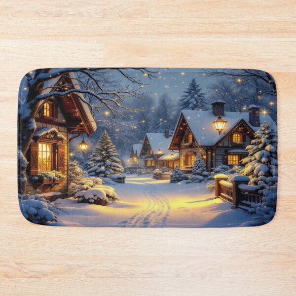 Item preview, Winter Village Glow – snowy serenity, starlit skies & cozy lights in festive harmony designed and sold by FotoworldEdel.