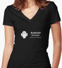 Android developer Women's Fitted V-Neck T-Shirt