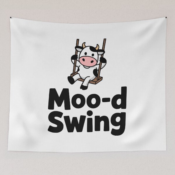 Item preview, Moo-d Swing! Cute Swinging Cow Pun designed and sold by PMCreative.